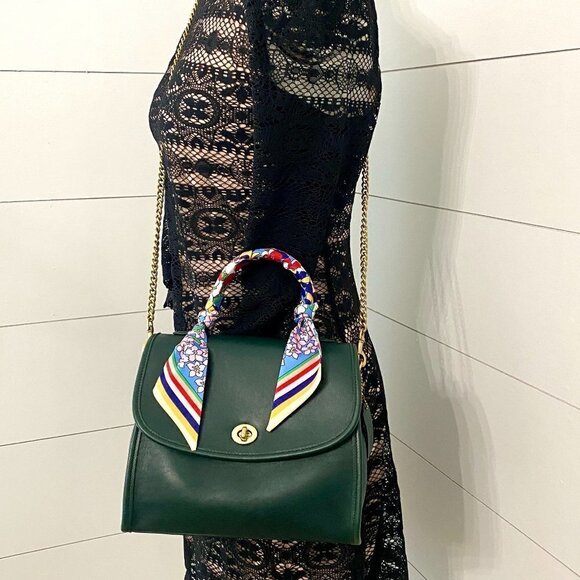 Coach Vintage Manor Leather Top Handle Satchel in Bottle Green #9977 - Picture 15 of 16